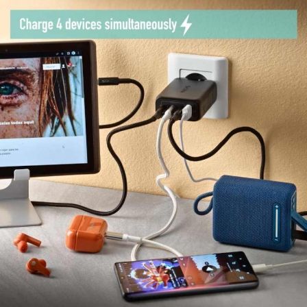 NGS Cargador ultrarrápido 140W 4 puertos 3 USB-C 1 USB-A NGS Cargador ultrarrápido 140W 4 puertos 3 USB-C 1 USB-A